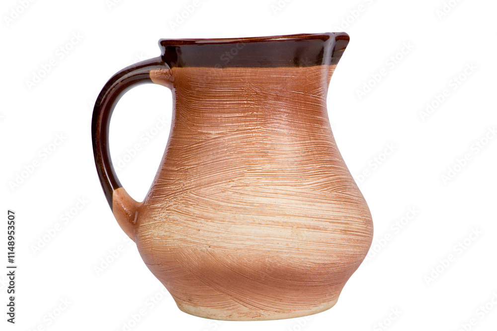 Ceramic jug isolated on white background. Clipping path included.