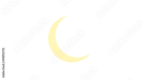 Free Download Crescent Moon Symbol: A delicate, crescent moon, rendered in a soft, pale yellow hue, evokes a sense of tranquility and dreams. Perfect for designs that celebrate the night sky, celestial bodies. - GFXLoad