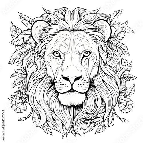 lion head vector,coloring page