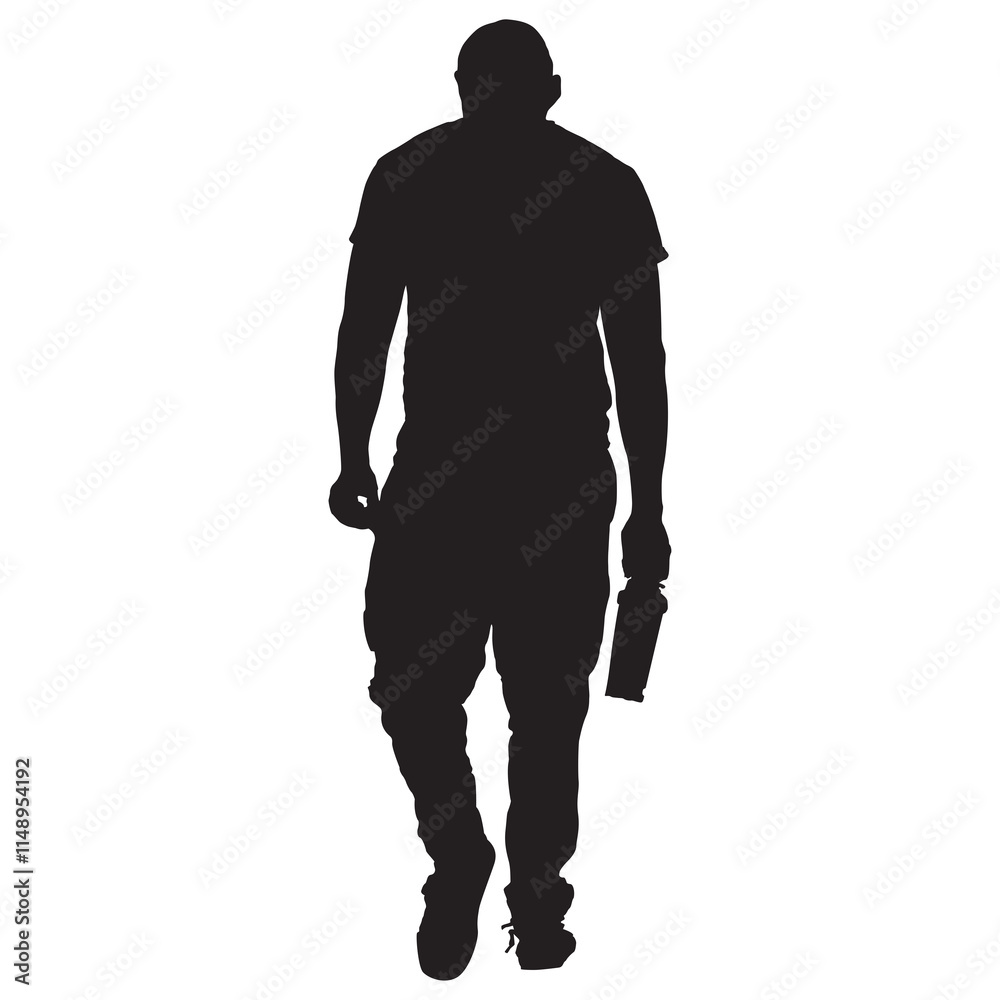 Man with a water bottle in silhouette Man with a water bottle in silhouette