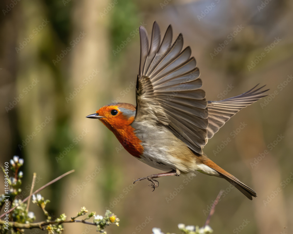 Fototapeta premium Rouge-gorge en vol