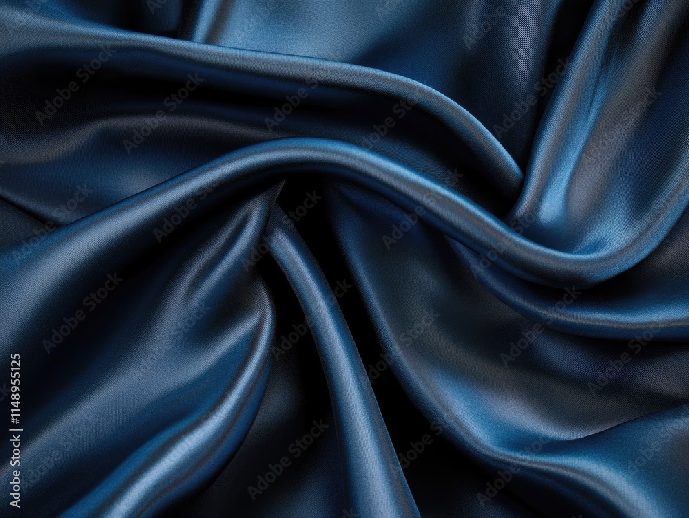 Fototapeta premium Blue satin fabric close-up
