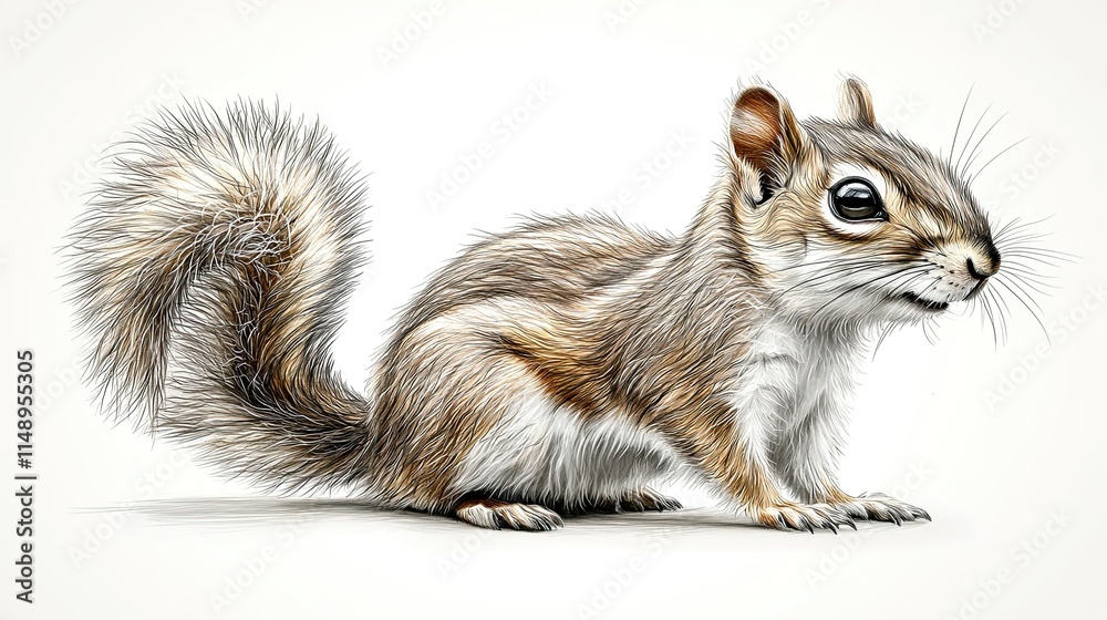 Obraz premium A detailed illustration of a squirrel in a natural pose.