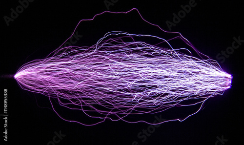 
A series of spark electric discharges for physics studies and student projects. 
Image of trajectories of electric discharges for student projects. photo