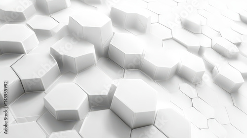 Futuristic Abstract White Hexagonal 3D Geometric Structure Background Design