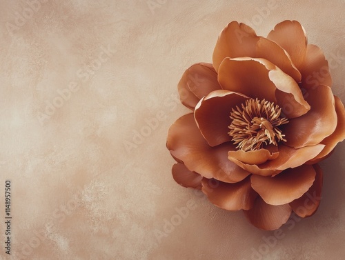 Brown flower on beige background