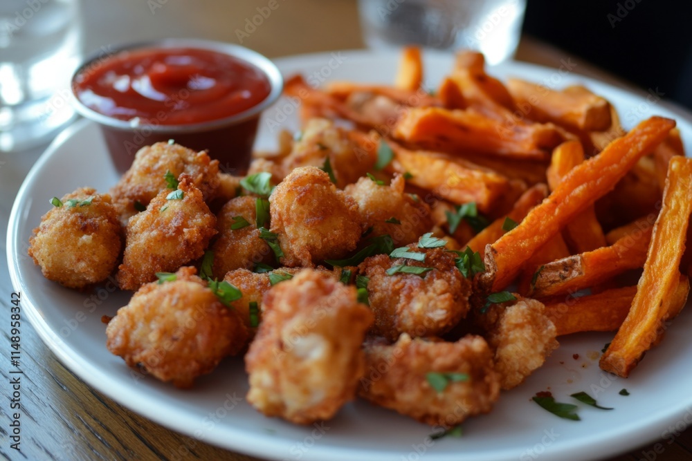 Crispy Fried Bites and Sweet Potato Fries Crispy Fried Bites and Sweet Potato Fries