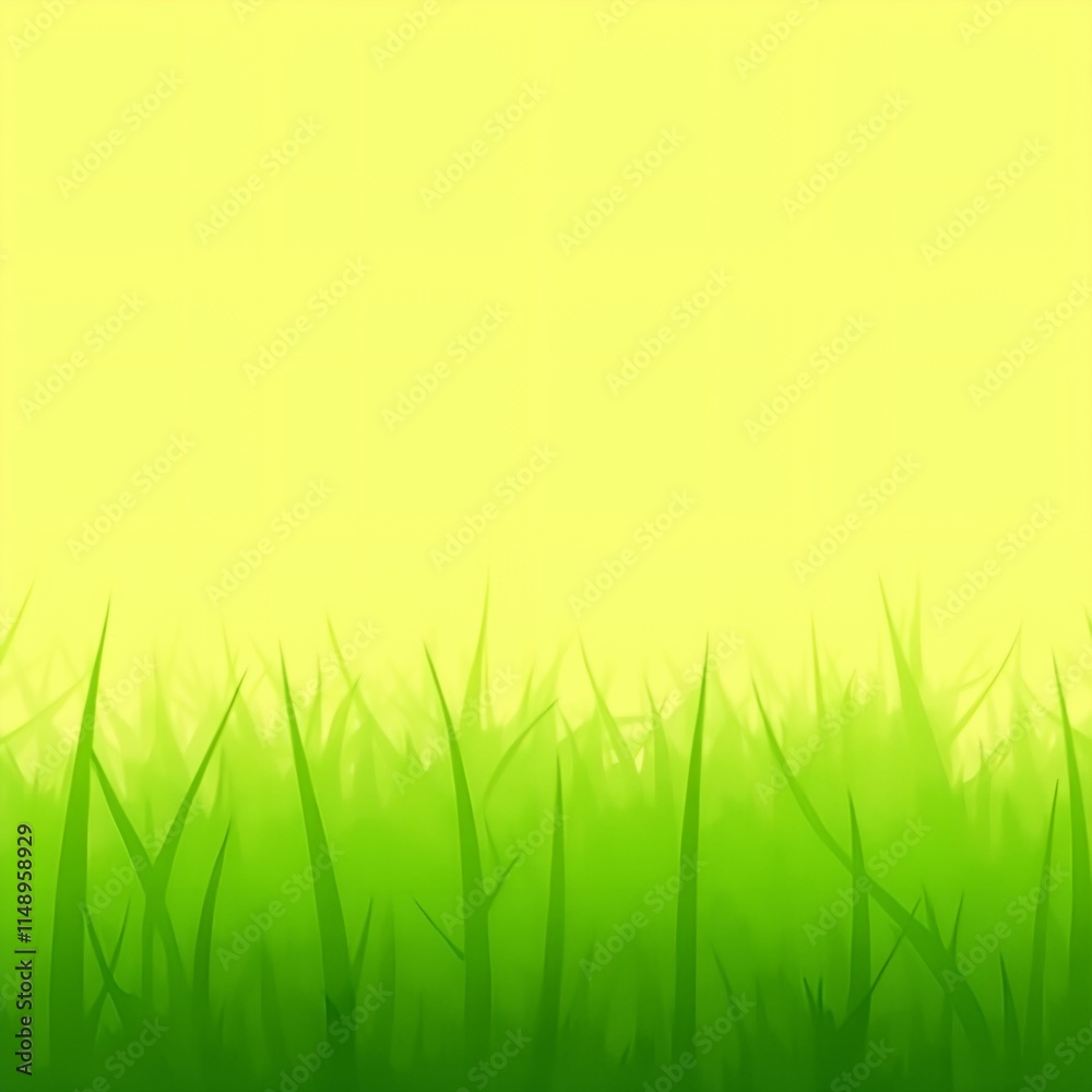 The image shows a background with a gradient from green to yellow, and in the foreground, there is a patch of green grass. The image shows a background with a gradient from green to yellow, and in the foreground, there is a patch of green grass.