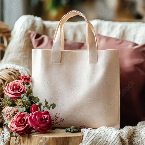 Canvas Bag Mockup for Valentine's Day design, Gift Bag Mockup