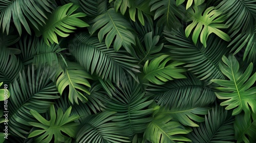 Wallpaper Mural Lush Tropical Greenery with Varied Leaf Textures and Shades Torontodigital.ca