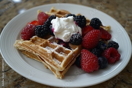 Delicious Berry Waffle Breakfast