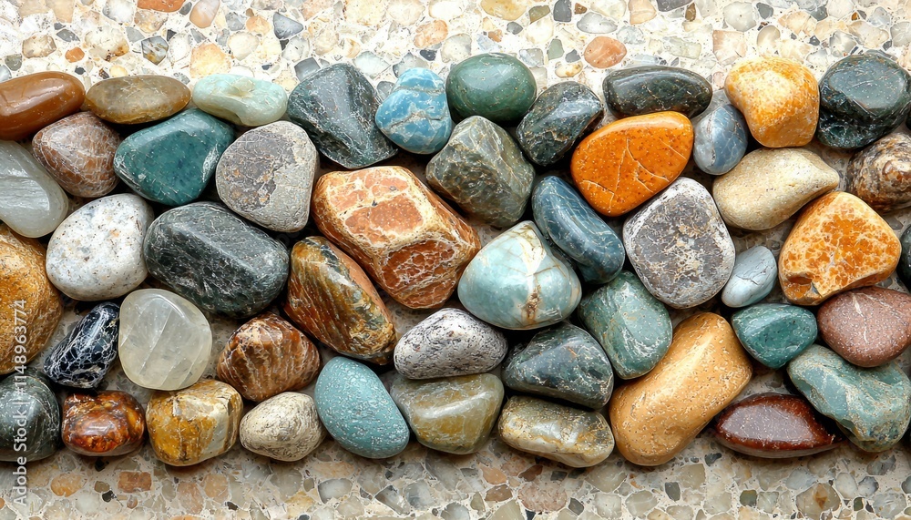 Colorful Polished Stones Arranged in a Row Colorful Polished Stones Arranged in a Row