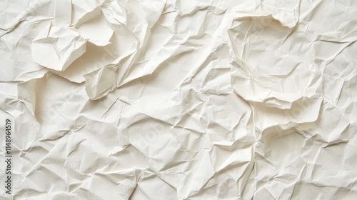 Crumpled white paper background. 