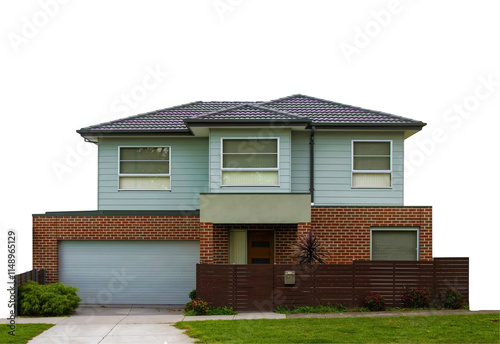 Residential house close up isolated
