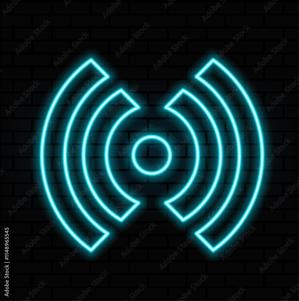 Vector signal wifi sign neon effect. Fully vector . Editable color