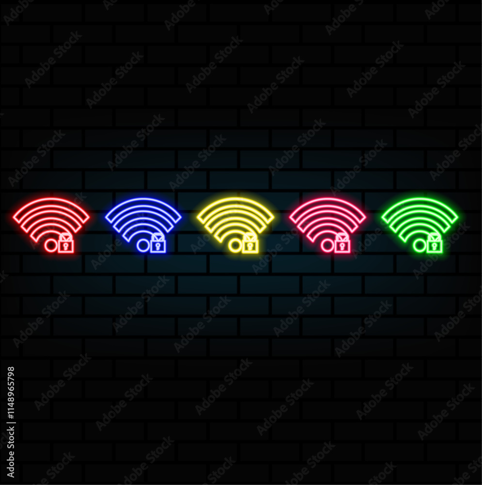 WI FI icon pink neon effect, symbol, signal, internet, connect, vector