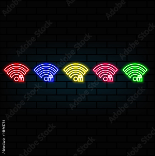 WI FI icon pink neon effect, symbol, signal, internet, connect, vector