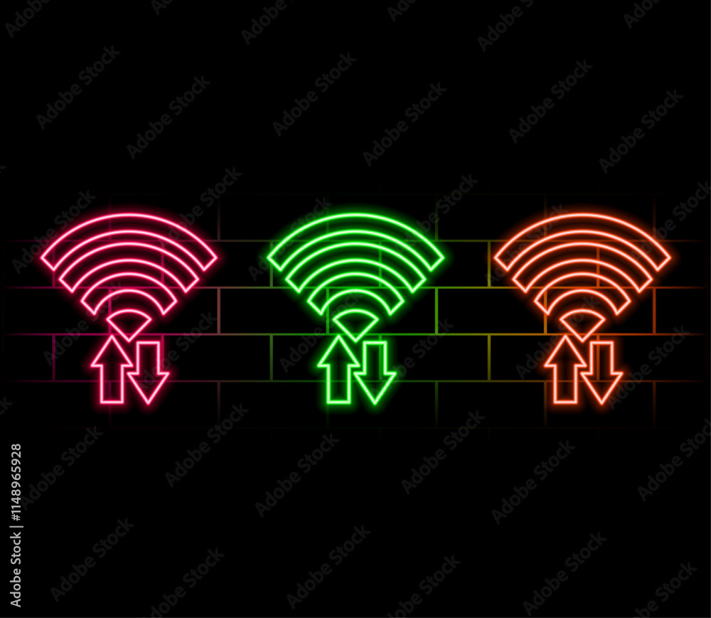 Wi-fi icon web design vector blue neon color dark