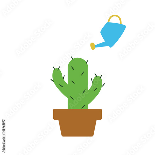 cactus, planta en maceta, regar- vector