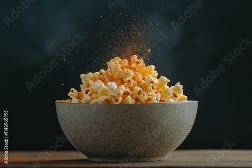 Spicy Popcorn in a Bowl - A Delicious Snack photo