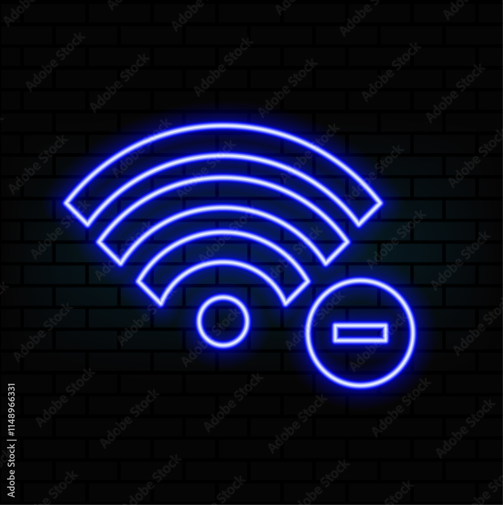 Wi-fi Neon Sign. Vector Illustration of Technology Promotion.