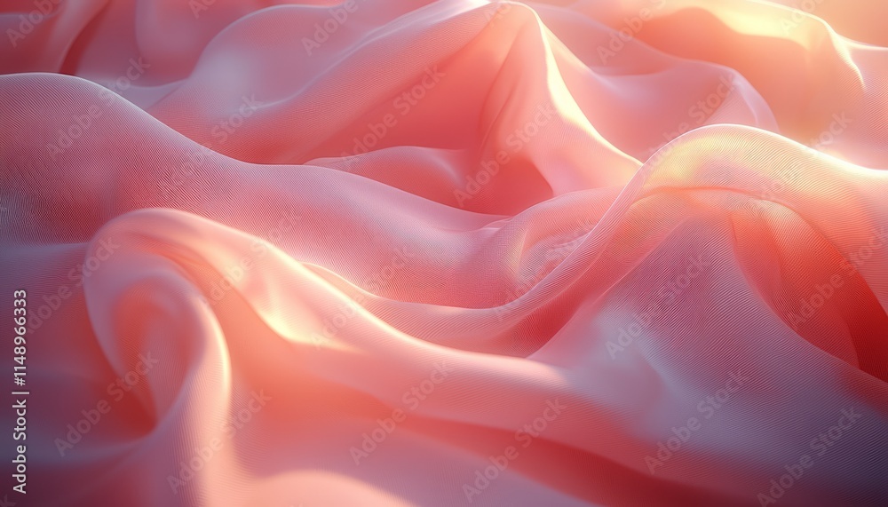 Obraz premium Soft Pink Draped Fabric Illuminated By Sunlight