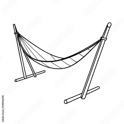 Editable Hammock Stand Outline Vector Graphic