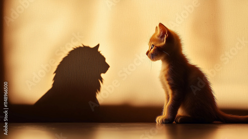 Kitten and Lion Shadow Symbolizing Growth and Self Belief photo