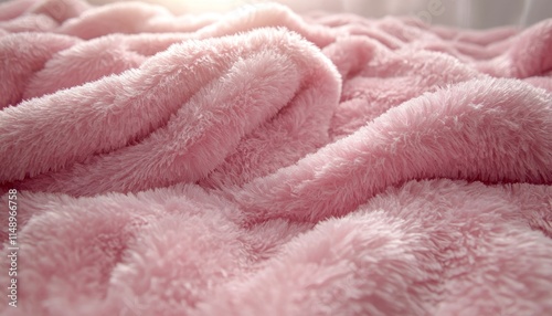 Soft Pink Fluffy Blanket Texture Close Up
