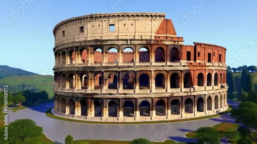 Stunning 4K Ancient Coliseum 3D Render Looping Background Video Footage for Creative Projects