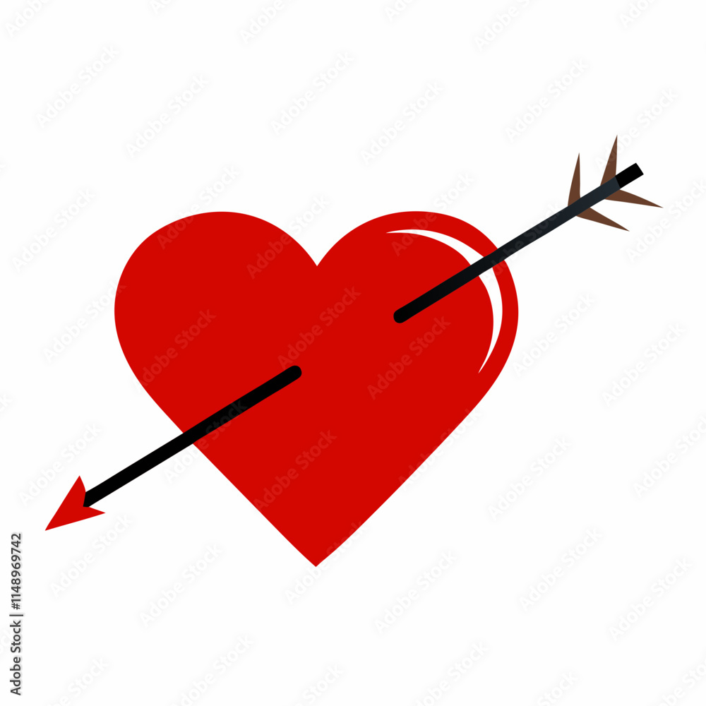 Red Heart with Arrow Vector Illustration Red Heart with Arrow Vector Illustration