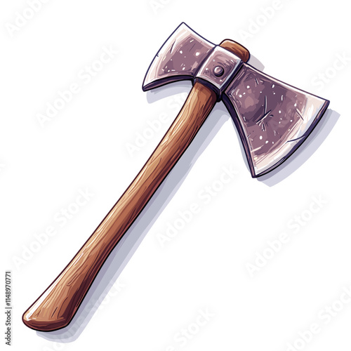 An axe with a wooden handle Vector illustration on a  white background