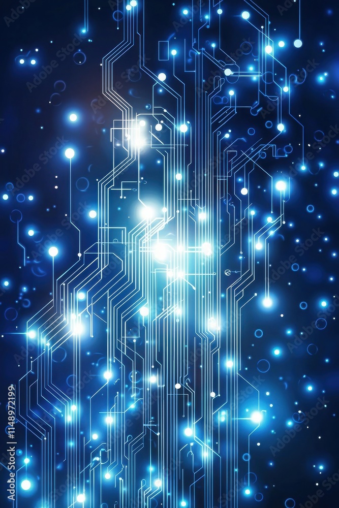 Fototapeta premium Abstract blue background with glowing lines and a digital effect