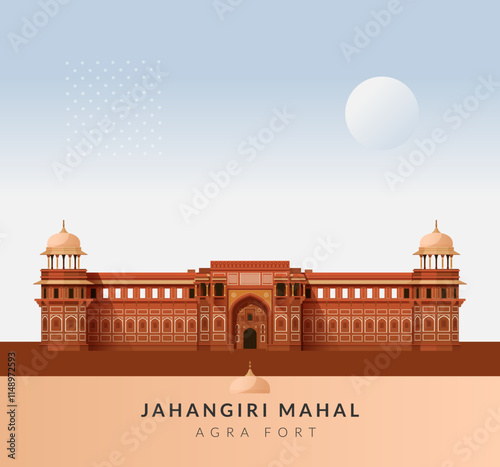 Jahangiri Mahal - Agra Fort - Stock Illustration