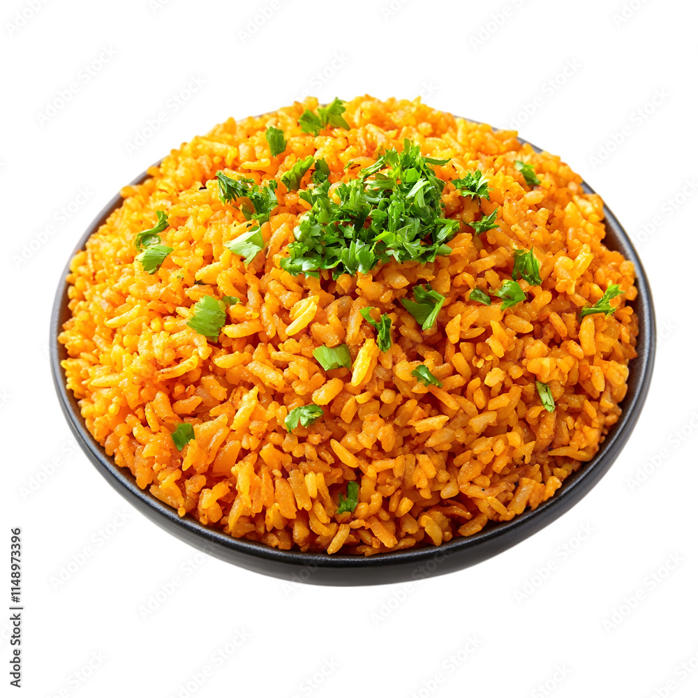 Delicious Red Rice Bowl Mexican Cuisine Food Photography Garnish Parsley Cooked Rice Delicious Red Rice Bowl Mexican Cuisine Food Photography Garnish Parsley Cooked Rice