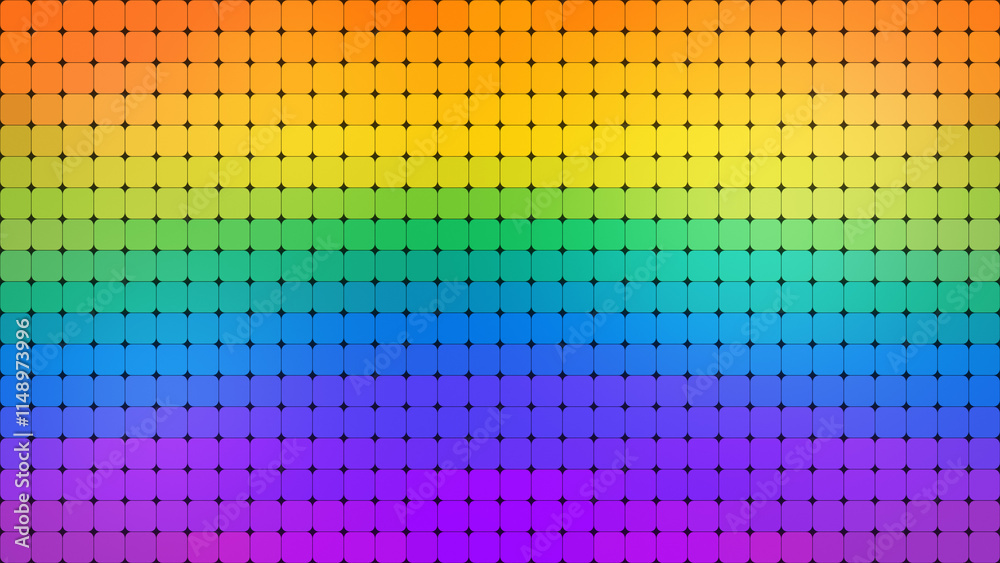 Abstract grid background of rounded rainbow colored squares with color gradient. Gay pride and LGBT movement flag concept. Abstract background in 4k resolution. Abstract grid background of rounded rainbow colored squares with color gradient. Gay pride and LGBT movement flag concept. Abstract background in 4k resolution.