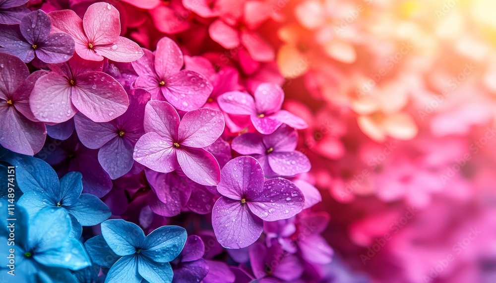 Fototapeta premium Vibrant Hydrangea Blooms in a Rainbow of Colors