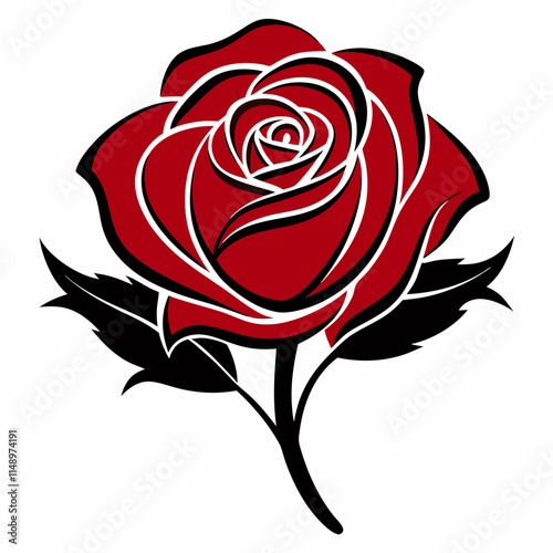 rose silhouette ,White background