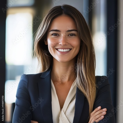 Smiling businesswoman in office