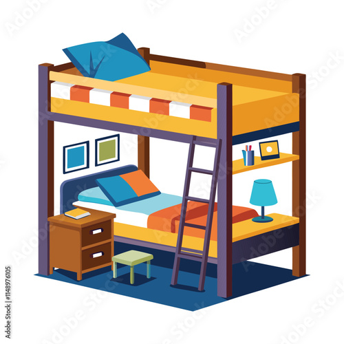 Customizable Loft Bed Vector Illustration