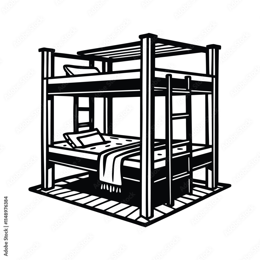 Fototapeta premium Simple Loft Bed Silhouette Vector Illustration