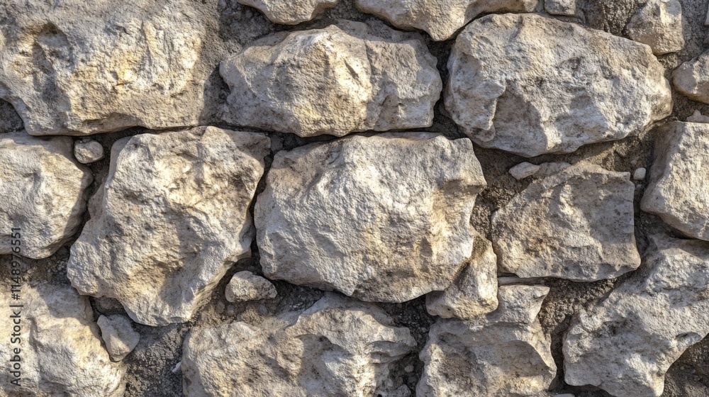 A textured stone wall of irregular shaped rocks A textured stone wall of irregular shaped rocks