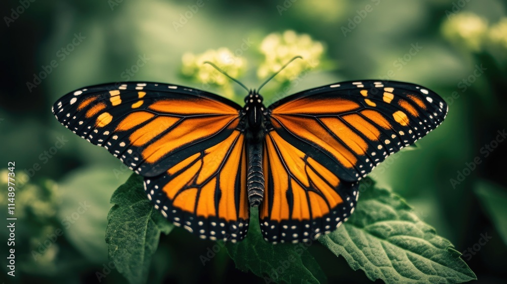 Fototapeta premium Orange Butterfly on Green Plant
