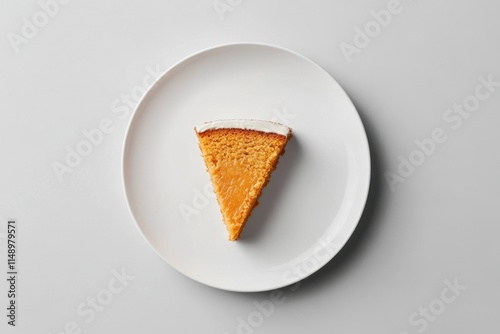 Enjoying a delicious slice of cake on a simple white plate in a minimalist setting