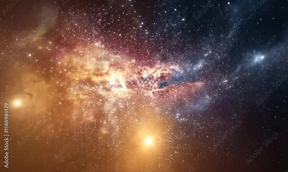 Vibrant cosmic scene with bright star cluster and nebula against dark space background Vibrant cosmic scene with bright star cluster and nebula against dark space background