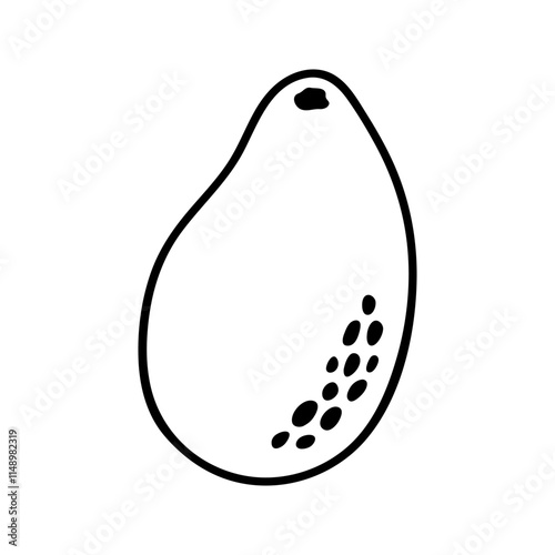 Summer whole avocado. Hand drawn doodle fruit illustration.