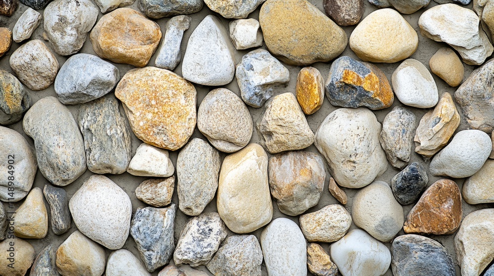A textured wall of naturally rounded stones A textured wall of naturally rounded stones