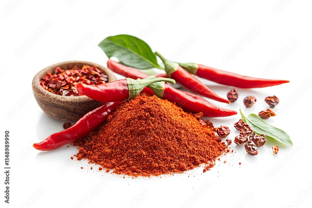 chili powder isolated on white background 