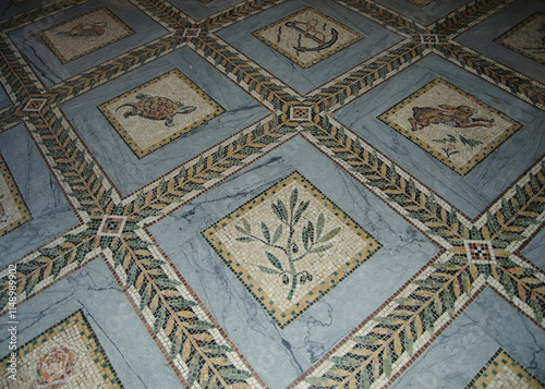 Church of visitation floor, mosaic. Ein Karem, Israel.
 photo