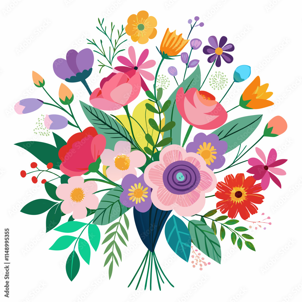 A bouquet of various flowers ,white background A bouquet of various flowers ,white background